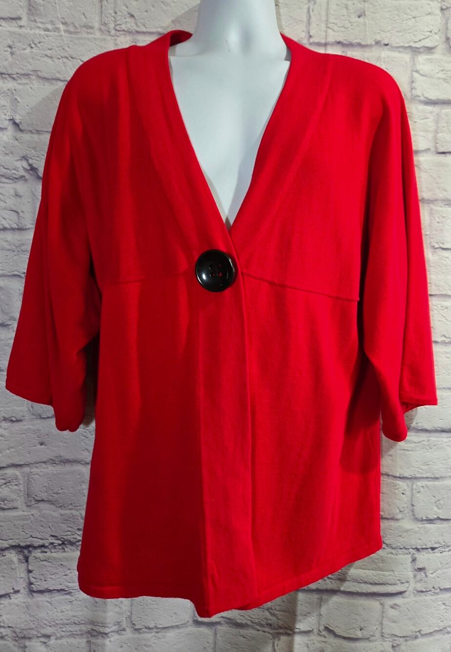 Viki International Red Single Big Button Closure Cardigan Sweater 2X Plus